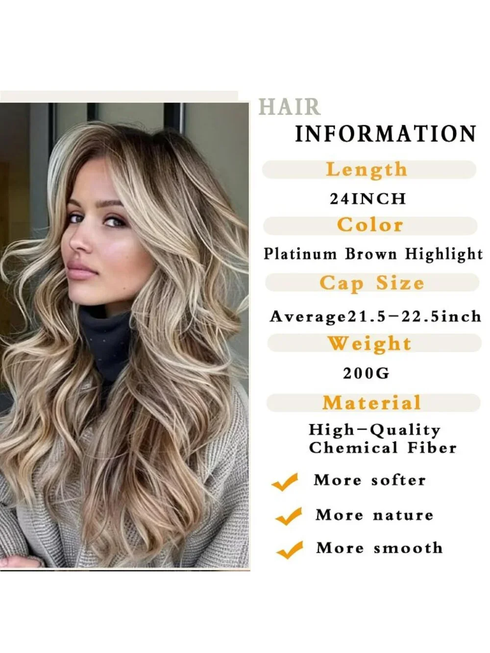 Women's Omber Blonde Long Blonde Wavy Synthetic Platinum Layered Classic Wigs